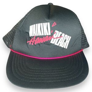 Vintage Waikiki Beach Hawaii Snapback Hat - Retro Trucker Mesh Back, Adjustable